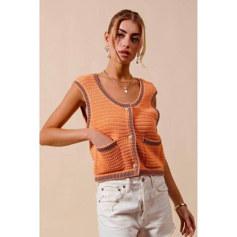 NEW SO ME lauren sweater tank in sunkist